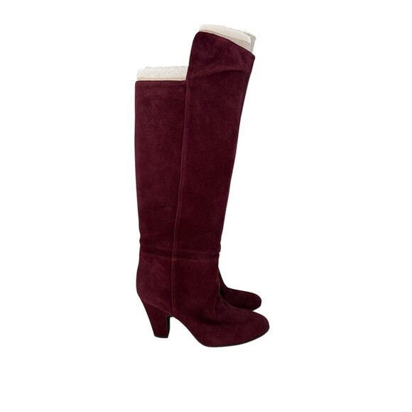 Nine West High Maroon Suade Boots - New With Original Bag And Stuffing - Size 8 - Picture 4 of 7